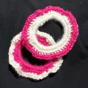 Pink and White Handmade Hair Scrunchies